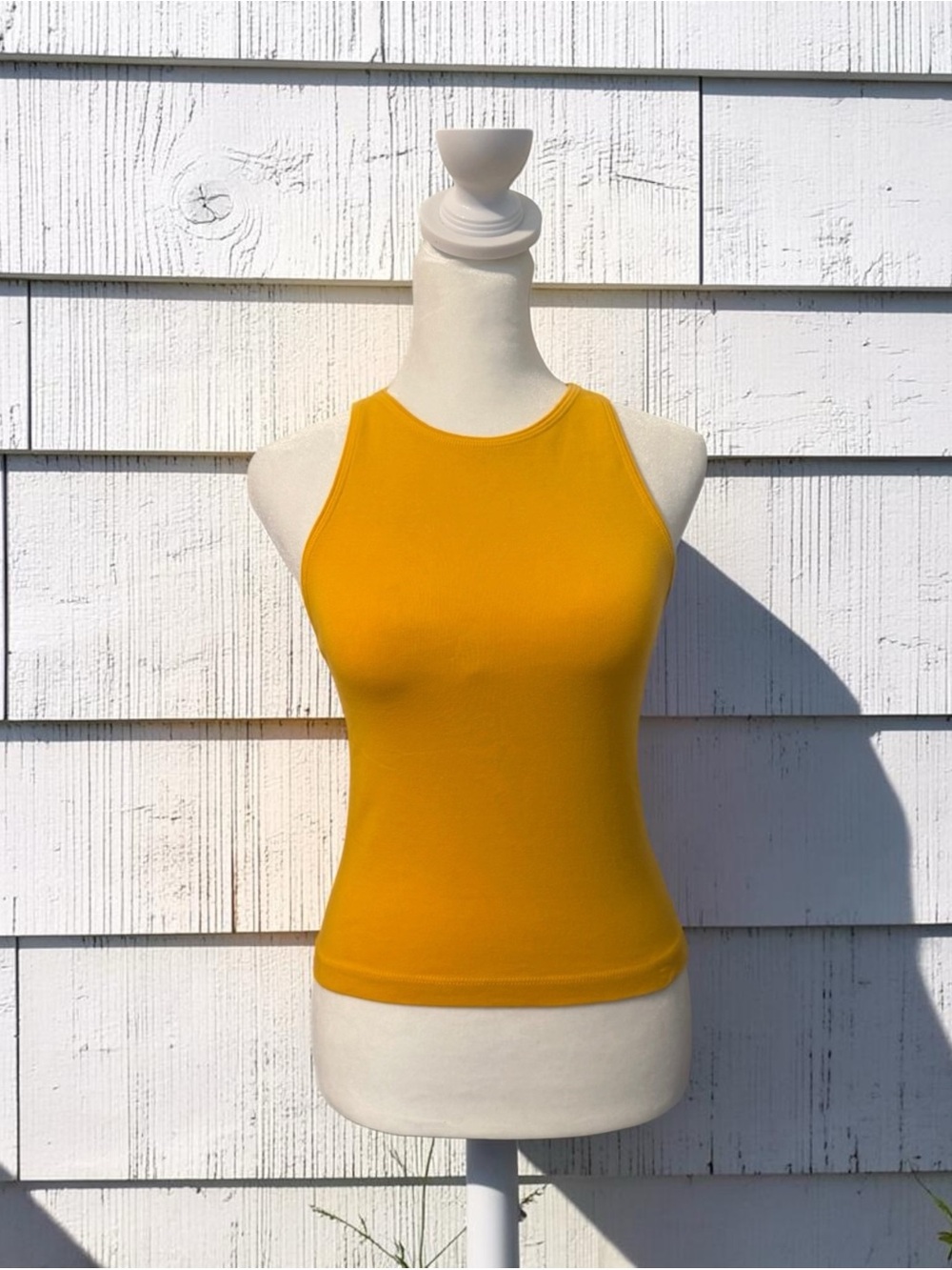 Zara Mustard Yellow High-Neck Ribbed Tank